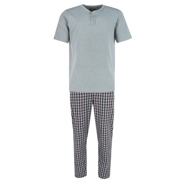 Ten West Apparel Men's Henley Short Sleeve and Plaid Pajama Pant Set - Picture 1 of 3